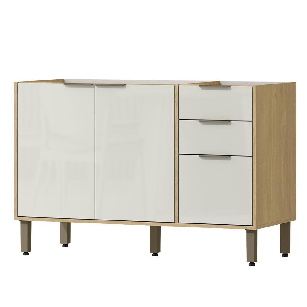 Balcao Pia Sem Tampo 120 Cm Glor Bgl02 Castanho Off White Mxm - 1