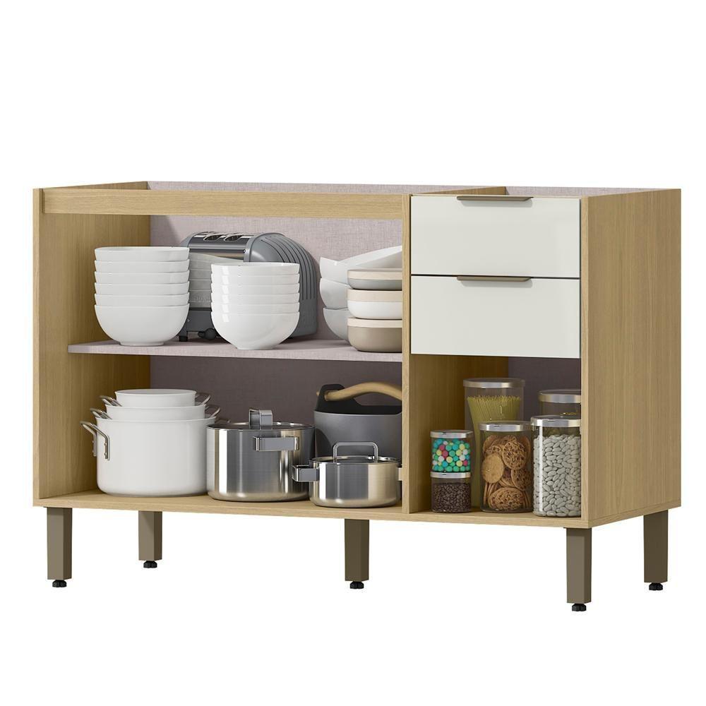 Balcao Pia Sem Tampo 120 Cm Glor Bgl02 Castanho Off White Mxm - 3