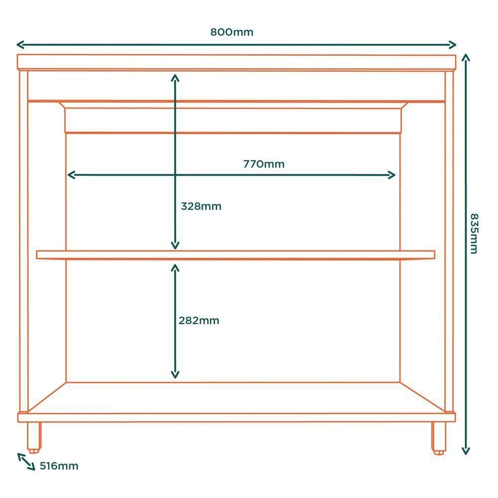 Balcao Com Tampo 80 Cm Mdp 2 Pt Vera Bve03 Marrocos Off White Mxm - 3
