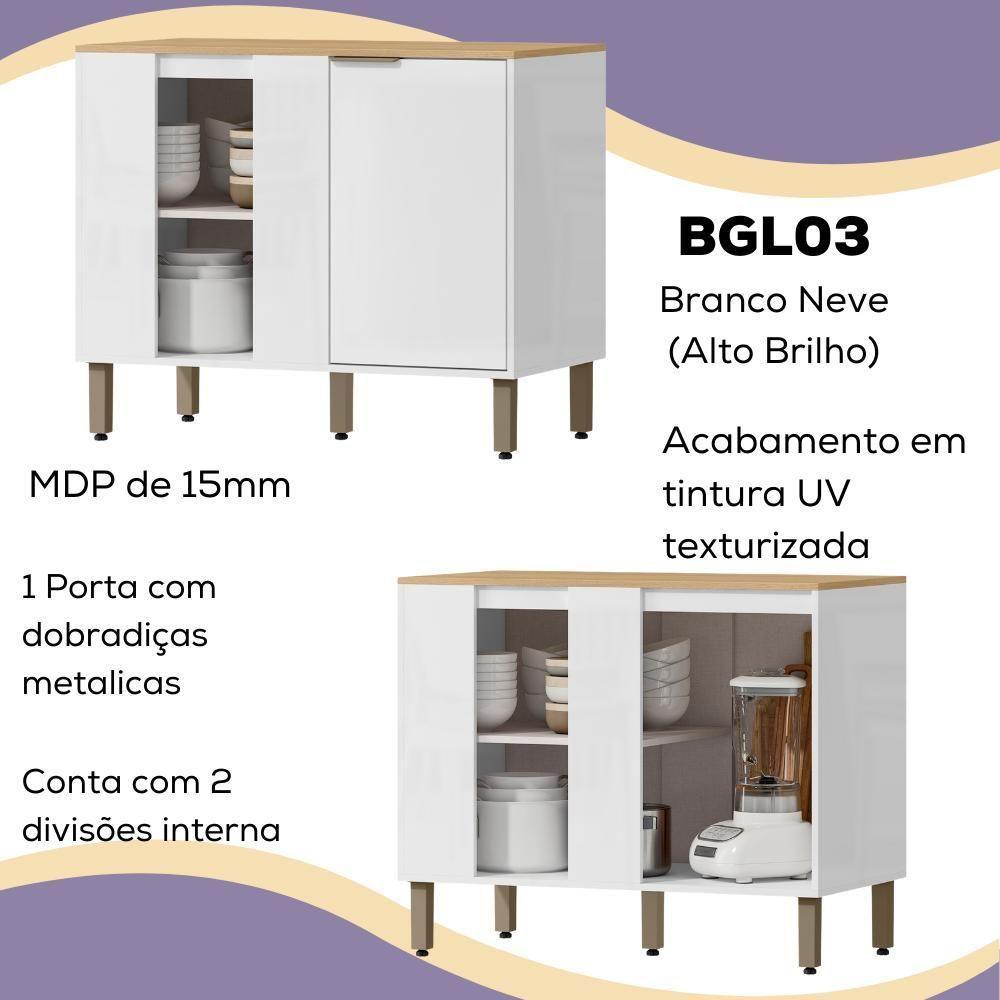 Balcao Canto Reto 98 Cm Mdp Glor Bgl03 Branco Neve Mxm - 5