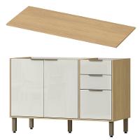 Balcao Pia Com Tampo 120 Cm Glor Bgtg12 Castanho Off White Mxm - 1