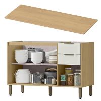 Balcao Pia Com Tampo 120 Cm Glor Bgtg12 Castanho Off White Mxm - 2