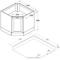 Balcao Obliquo Com Tampo 1 Porta 75 Cm Cd1015406 Branco Dtall