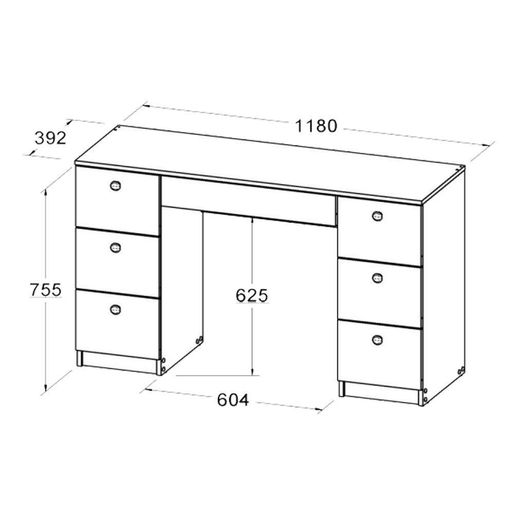 Penteadeira Escrivaninha 7 Gavetas 118 Cm Pe100 Preto Dtall - 2