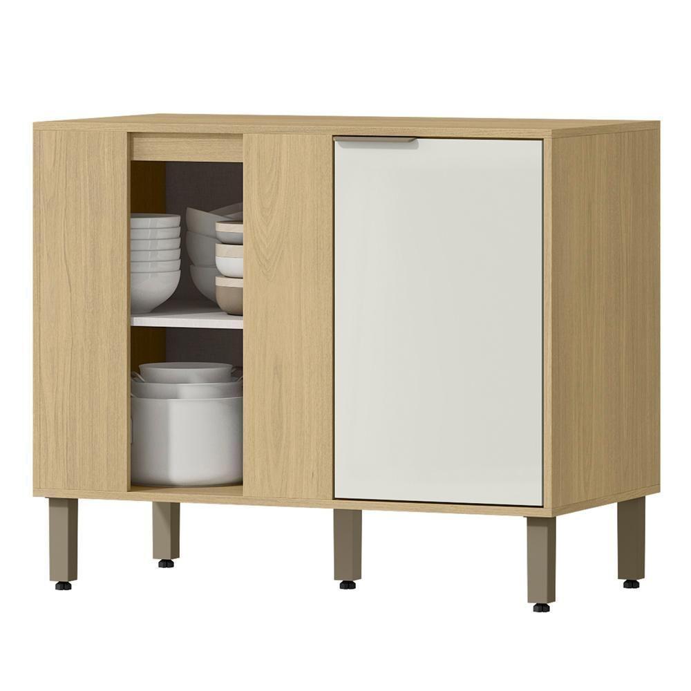 Balcao Canto Reto 98 Cm Mdp Glor Bgl03 Castanho Off White Mxm - 1