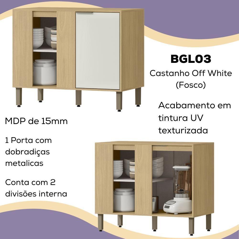 Balcao Canto Reto 98 Cm Mdp Glor Bgl03 Castanho Off White Mxm - 5