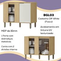 Balcao Canto Reto 98 Cm Mdp Glor Bgl03 Castanho Off White Mxm - 5