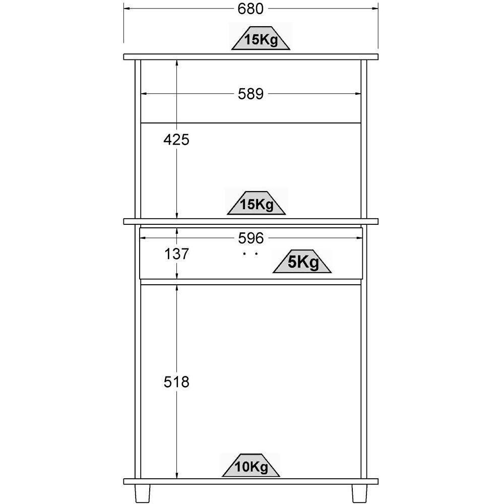 Balcao Multiuso 2 Fornos 2 Pt 1 Gv 68 Cm Ba30 Carvalho Branco Dtall Carvalho Branco - 5