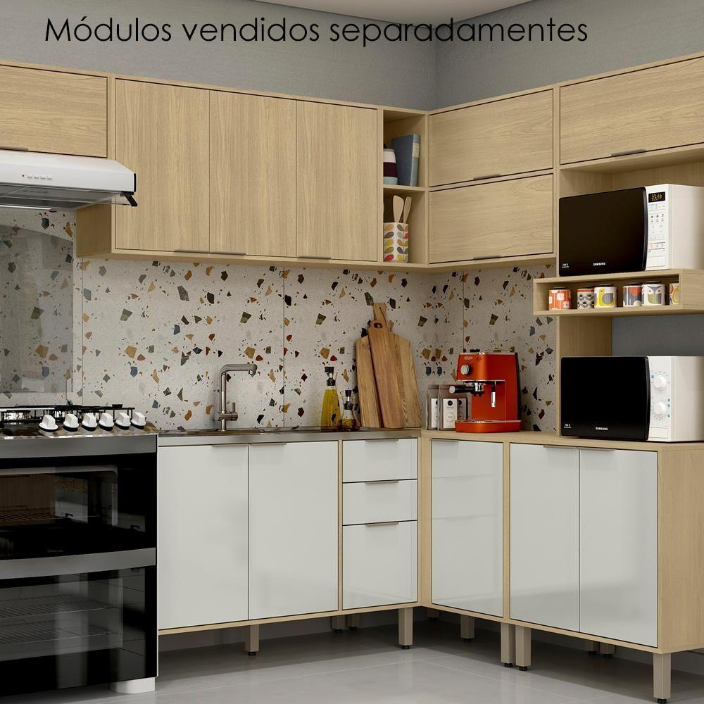 Armario E Balcao Canto 98 Cm Glor Abgl03 Castanho Off White Mxm - 5