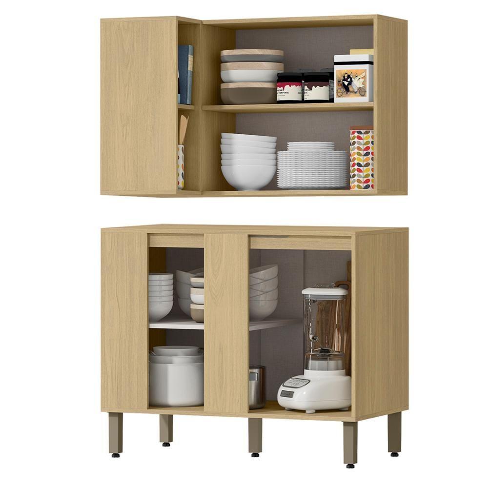 Armario E Balcao Canto 98 Cm Glor Abgl03 Castanho Off White Mxm - 6