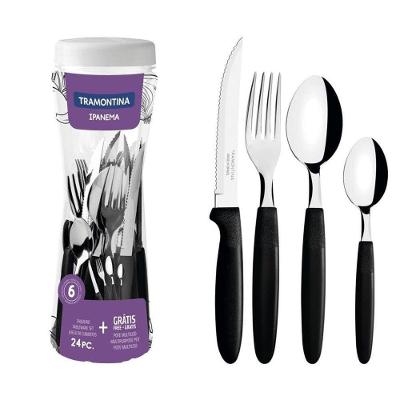 Tramontina Kit Talheres Inox Ipanema 24pc Preto 23399091