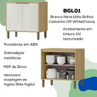 Balcao Com Tampo 80 Cm 2 Pt Glor Bgl01 Castanho Off White Mxm - 2