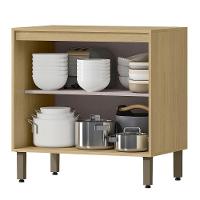 Balcao Com Tampo 80 Cm 2 Pt Glor Bgl01 Castanho Off White Mxm - 3