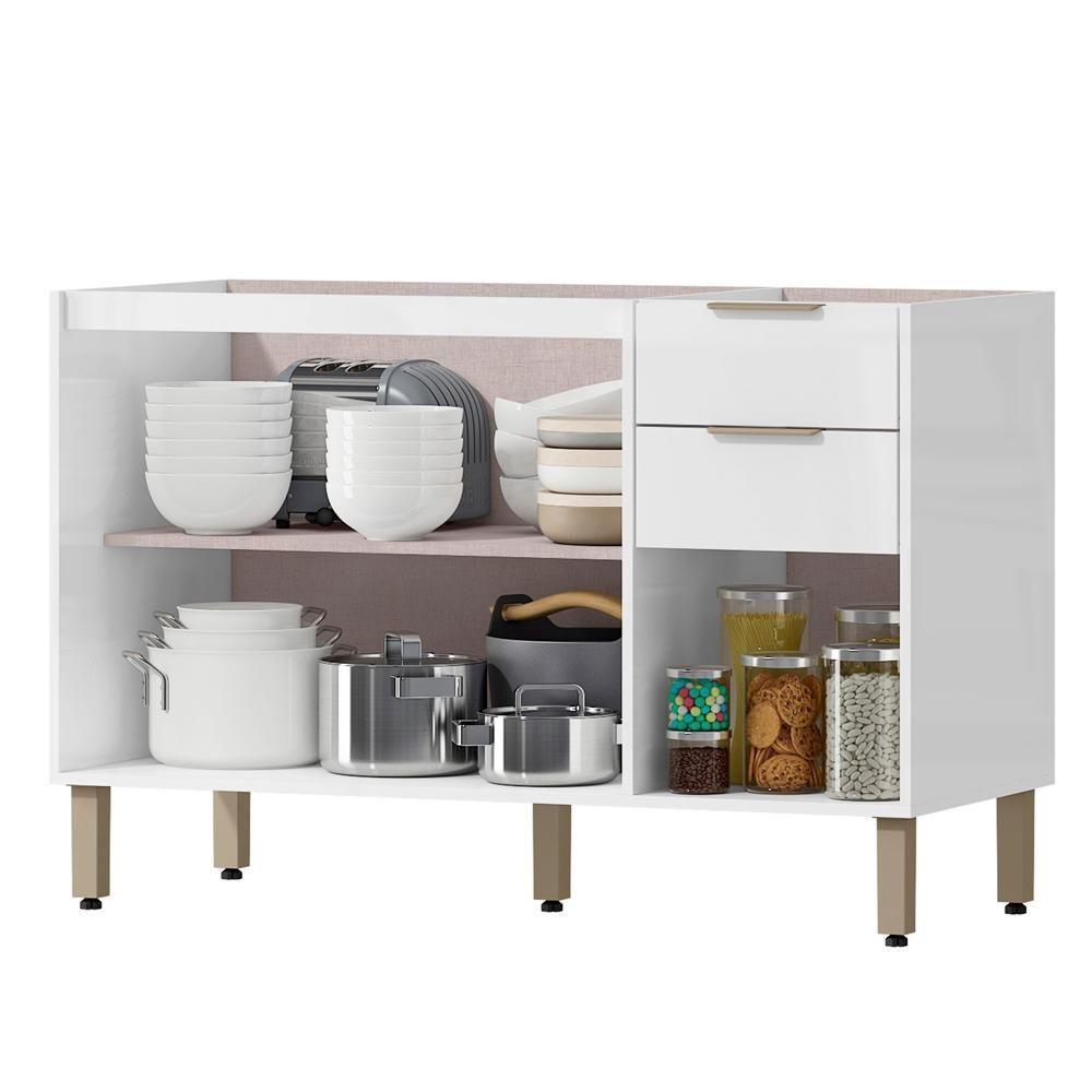 Balcao Pia Sem Tampo 120 Cm Glor Bgl02 Branco Neve Mxm - 2