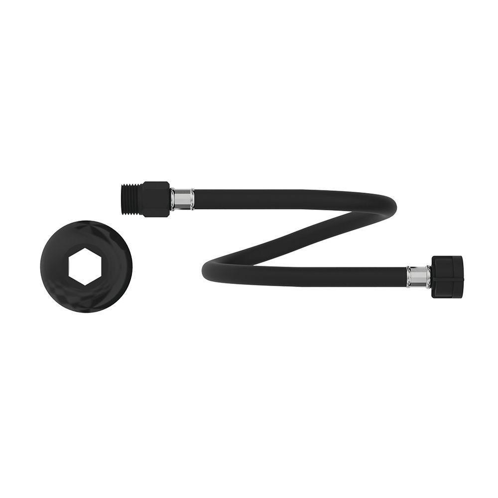 Engate Flexível De Pvc Censi Com 40cm Preto Fosco - 1