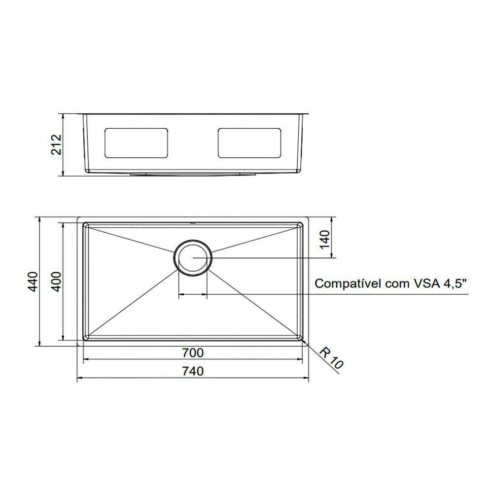 Cuba Docol Bistrô 70x40 90021166016 Inox Escovado Com Acessórios E Lixeira - 4