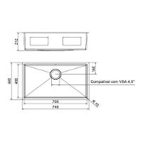 Cuba Docol Bistrô 70x40 90021166016 Inox Escovado Com Acessórios E Lixeira