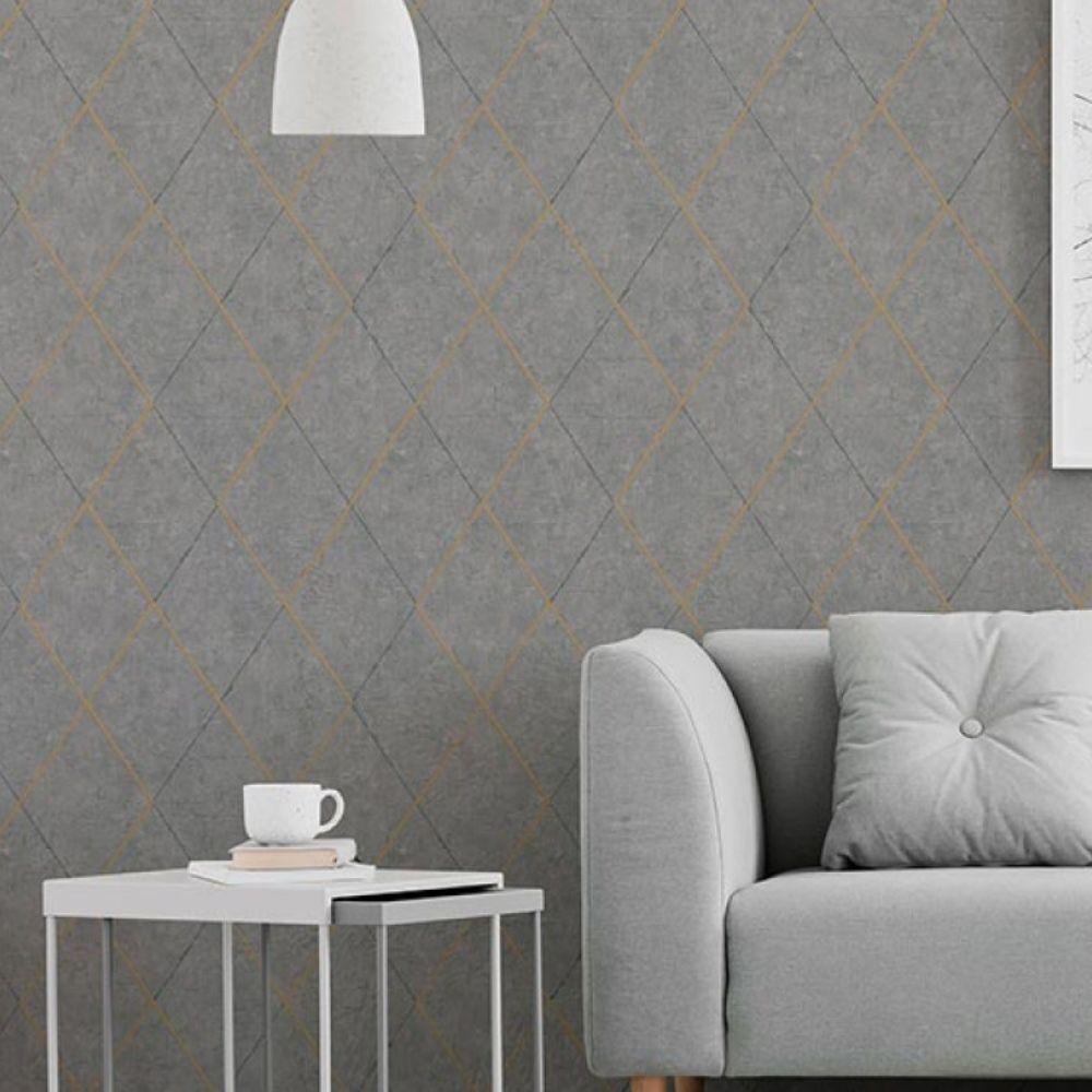 Papel De Parede Santorini Geométrico Cinza Sn134 - 1