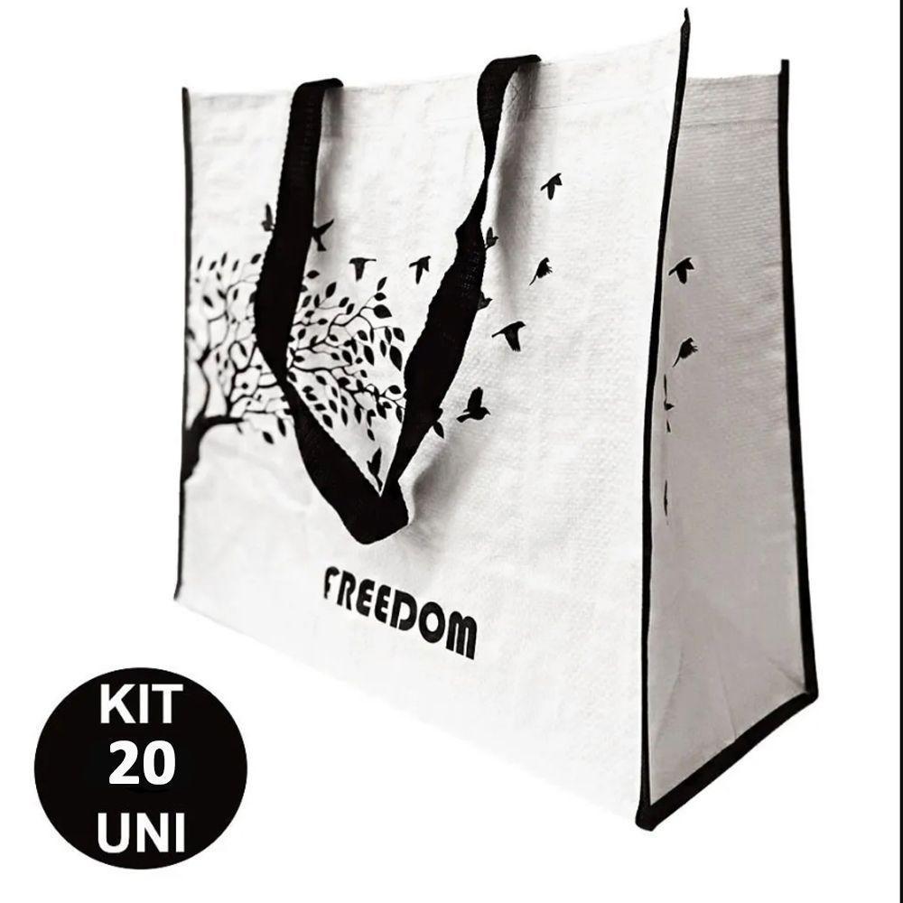 Bolsa Ecologica Ecobag Kit 20 Uni Sacola De Ombro Reutilizavel Dobravel Compras Retornavel Mercado - 4