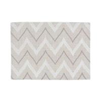 Lugar Americano Retangular Em Tecido Poli-linho Ricamo 50x35cm Auguri Casa Zig Zag Cinza - 1