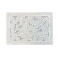 Lugar Americano Retangular Em Tecido Poli-linho Ricamo 50x35cm Auguri Casa Marmi Branco - 1