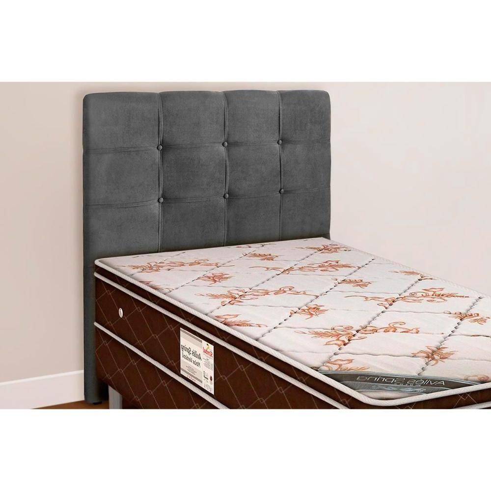 Painel De Cama Box Estofada Solteiro Clean Plus Suede Cinza - Simbal - 1