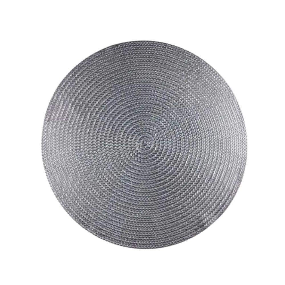 Jogo De Lugar Americano Redondo Em Polipropileno Com 4 Peças 38cm Rafimex Prateado - 1