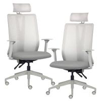 Kit 2 Cadeiras Escritório Giratória Presidente Flow F02 Base Cinza Sintético Cinza - Lyam Decor - 1