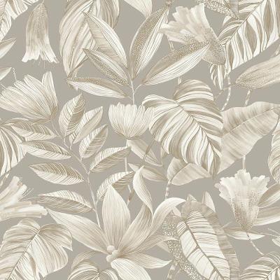 Papel De Parede Belize Folhagem Cinza Bz3103