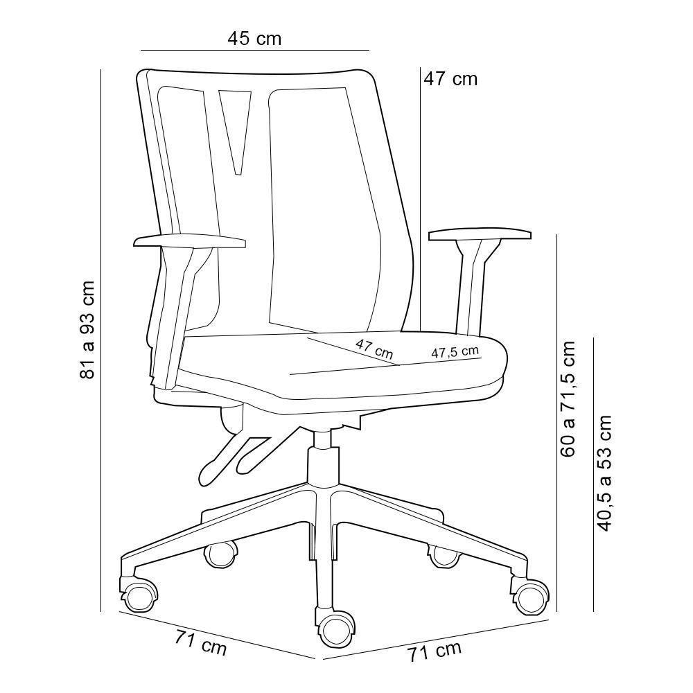 Cadeira De Escritório Giratória Diretor Flow F02 Base Preta Sintético Cinza - Lyam Decor - 3