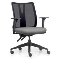 Cadeira De Escritório Giratória Diretor Flow F02 Base Preta Sintético Cinza - Lyam Decor - 1