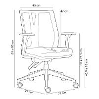 Cadeira De Escritório Giratória Diretor Flow F02 Base Preta Sintético Cinza - Lyam Decor - 3