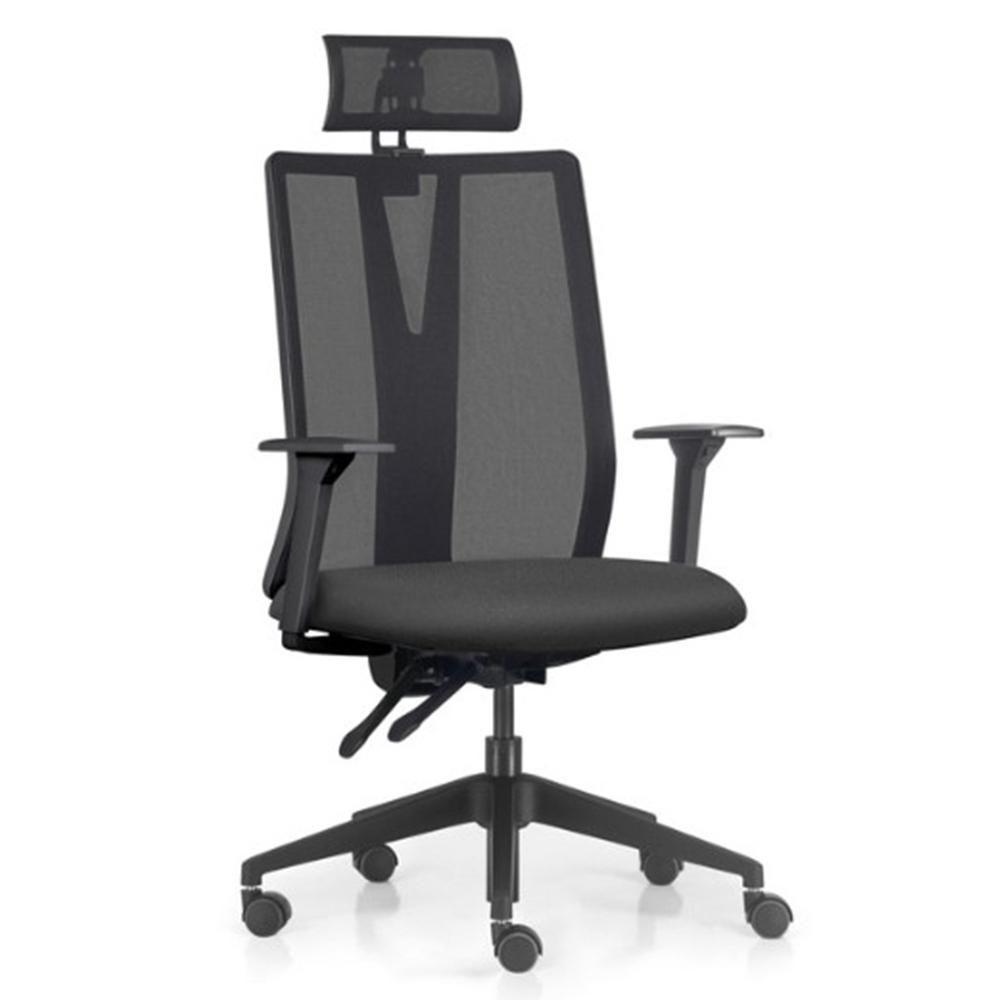 Cadeira Escritório Giratória Presidente Flow F02 Base Preta Sintético Preto - Lyam Decor - 1