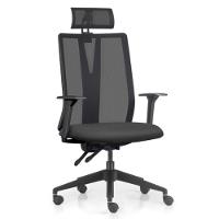 Cadeira Escritório Giratória Presidente Flow F02 Base Preta Sintético Preto - Lyam Decor - 1