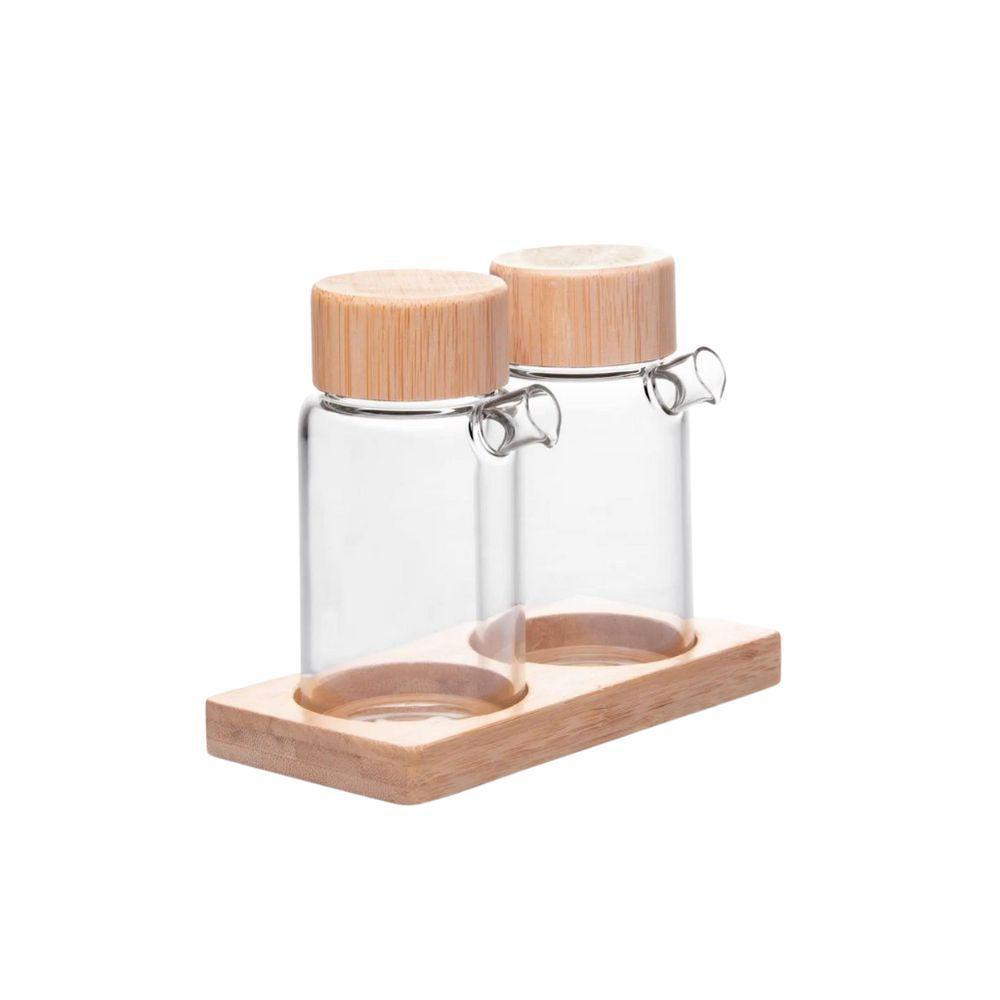 Galheteiro Em Vidro Borossilicato Com Tampa E Suporte Em Bambu 170ml Wolff - 1