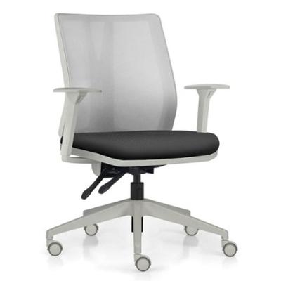 Cadeira De Escritório Giratória Diretor Flow F02 Base Cinza Sintético Preto - Lyam Decor