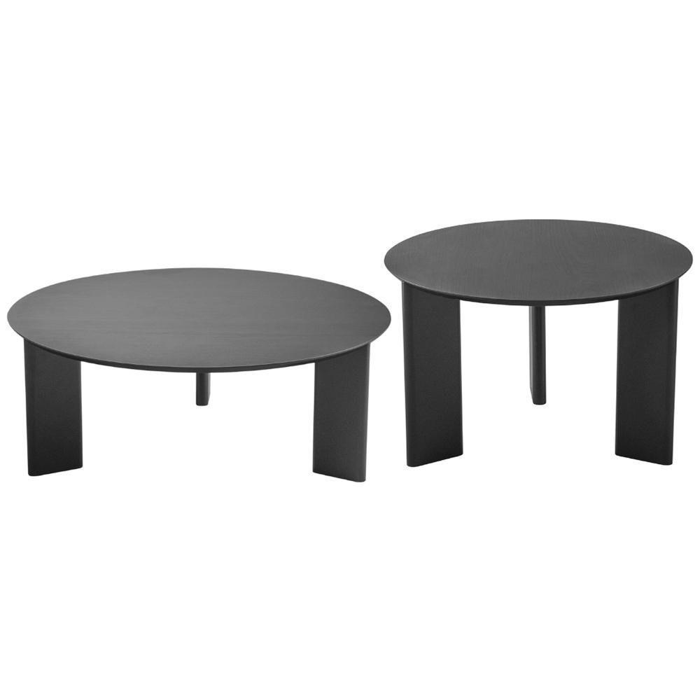 Kit 02 Mesas De Centro Para Sala De Estar Pés Madeira Bulat A03 Nero Preto - Lyam Decor - 1