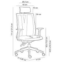 Cadeira Escritório Giratória Presidente Flow F02 Base Preta Crepe Preto - Lyam Decor - 3