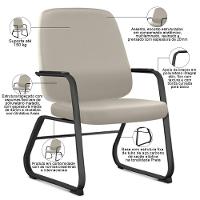 Cadeira Executiva Diretor Base Fixa Hub F02 Sintético Areia - Lyam Decor - 2