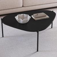 Mesa De Centro Para Sala De Estar Pés Metálicos Baixa Adek A03 Nero Preto - Lyam Decor - 2