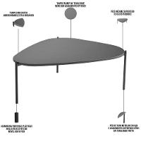 Mesa De Centro Para Sala De Estar Pés Metálicos Baixa Adek A03 Nero Preto - Lyam Decor