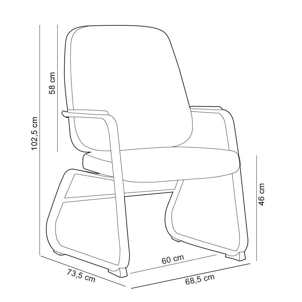 Cadeira Executiva Diretor Base Fixa Hub F02 Sintético Preto - Lyam Decor - 3