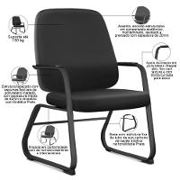 Cadeira Executiva Diretor Base Fixa Hub F02 Sintético Preto - Lyam Decor - 2