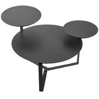 Mesa De Centro Para Sala De Estar 3 Em 1 Pés Metálicos Dari A03 Nero Preto - Lyam Decor - 1