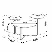 Mesa De Centro Para Sala De Estar 3 Em 1 Pés Metálicos Dari A03 Nero Preto - Lyam Decor - 5