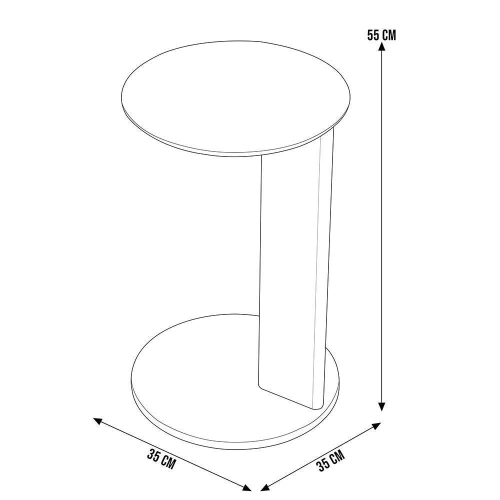 Mesa Lateral Para Sala De Estar Pés Madeira Bulat A03 Nero Preto - Lyam Decor - 5