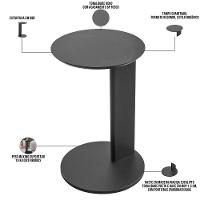 Mesa Lateral Para Sala De Estar Pés Madeira Bulat A03 Nero Preto - Lyam Decor