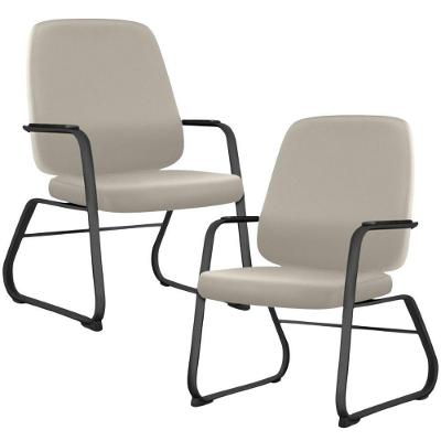 Kit 02 Cadeiras Executiva Diretor Base Fixa Hub F02 Sintético Areia - Lyam Decor