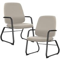 Kit 02 Cadeiras Executiva Diretor Base Fixa Hub F02 Sintético Areia - Lyam Decor - 1