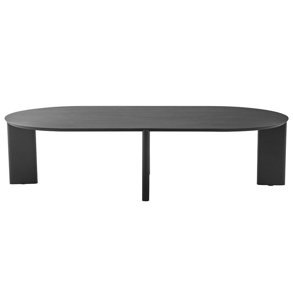 Mesa De Centro Para Sala De Estar Oval Pés Madeira Bulat A03 Nero Preto - Lyam Decor - 3